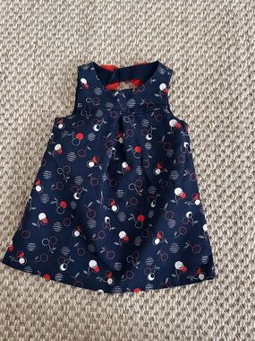 Janie and Jack Navy Dress with Red and White Cherry Print, 6-12 months